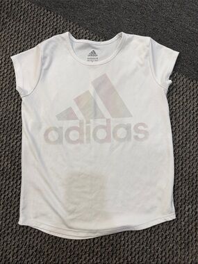 adidas White Short-Sleeve Logo Tee for Kids